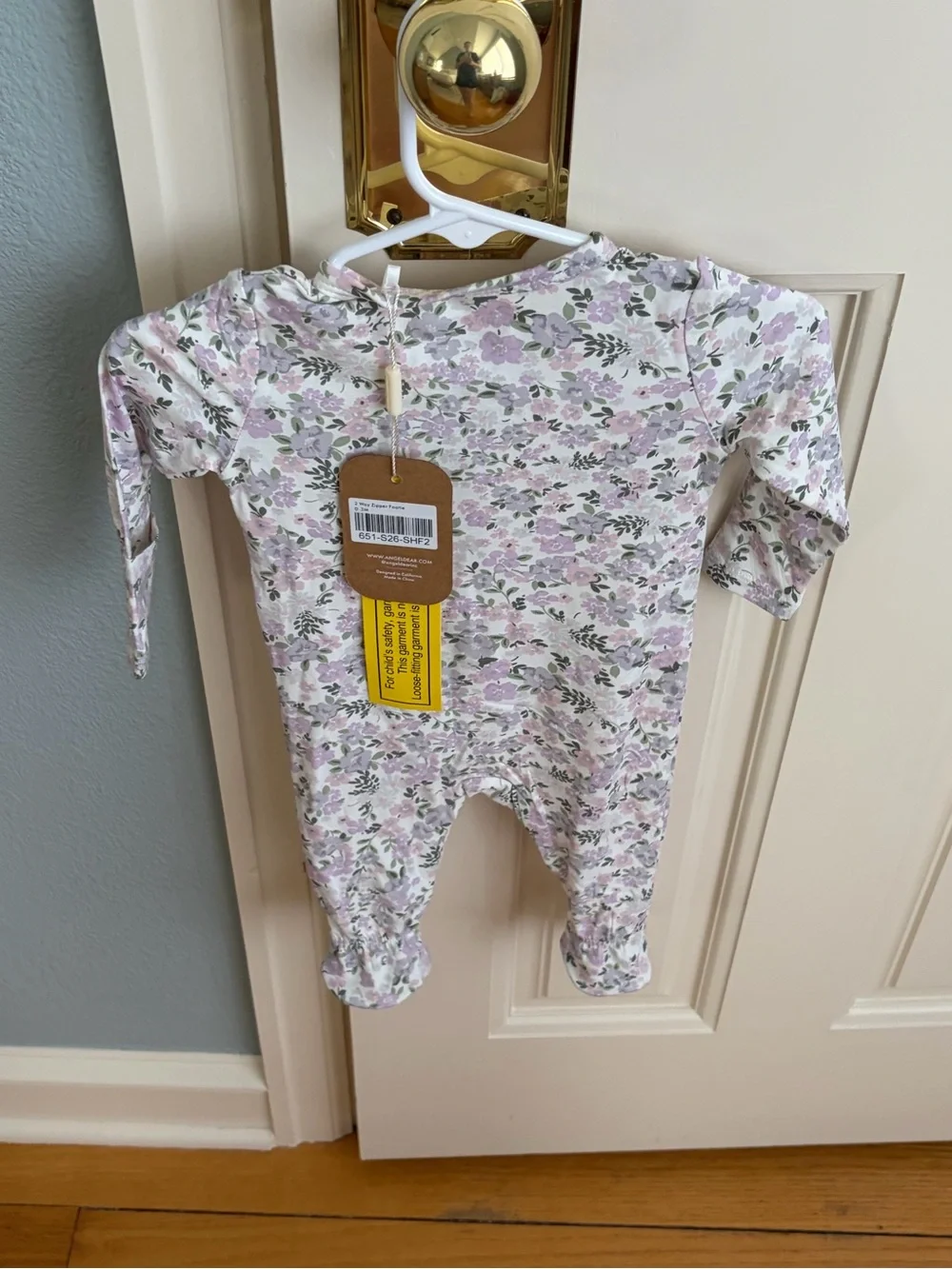 NWT Angel Dear Bamboo Lavender Floral Footed One-Piece Pajama